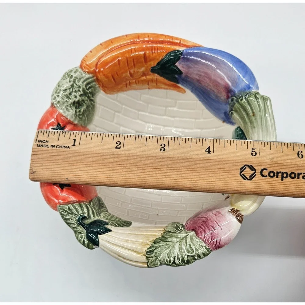 Fitz and Floyd 1992‎ Vegetable Garden 3D Relief Ceramic Bowl Vintage 5.5in
